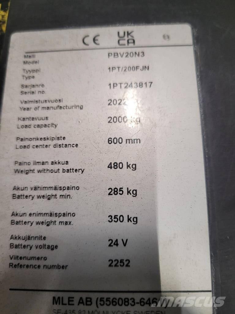 Mitsubishi PBV 20 N3 Transpalette accompagnant porté debout