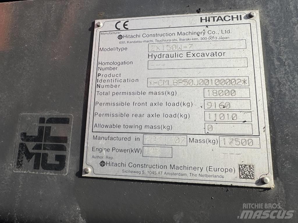 Hitachi ZX 150 W-7 Pelle sur pneus