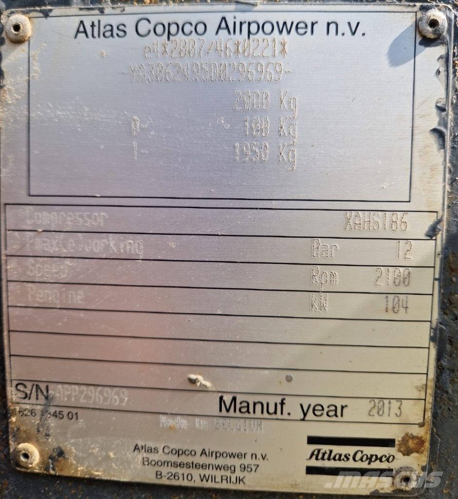 Atlas Copco XAHS 186 Compresseur