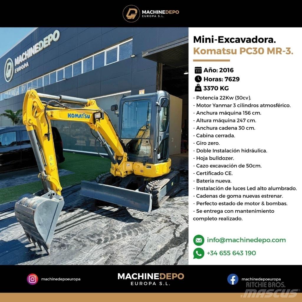 Komatsu PC 30 MR-3 Mini pelle < 7t