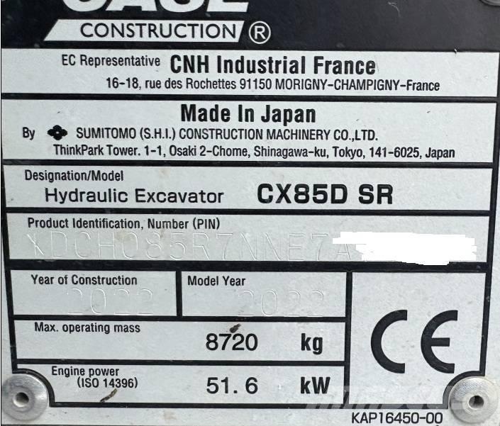 CASE CX 85 D SR Mini pelle 7t-12t