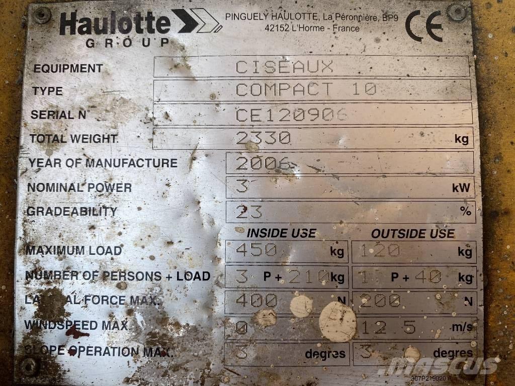 Haulotte Compact 10 Nacelle ciseaux