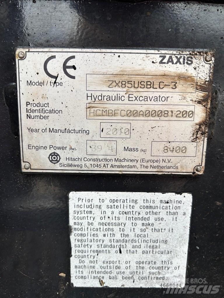 Hitachi Zaxis 85 USB Mini pelle 7t-12t