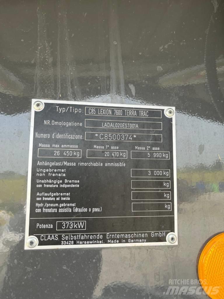 CLAAS LEXION 7600 TT Moissonneuse batteuse