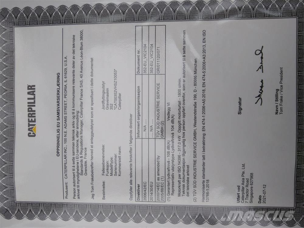 CAT 352 Pelle sur chenilles