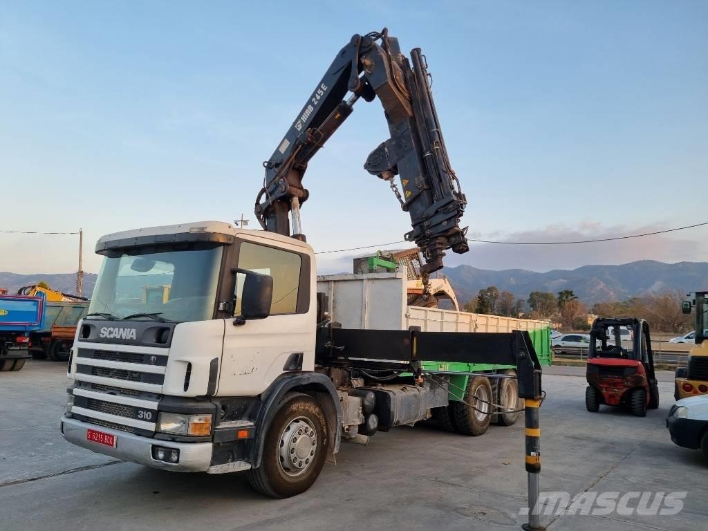Scania P 94 GB Camion plateau ridelle avec grue