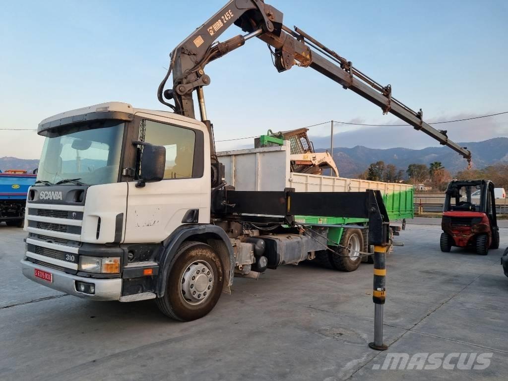 Scania P 94 GB Camion plateau ridelle avec grue