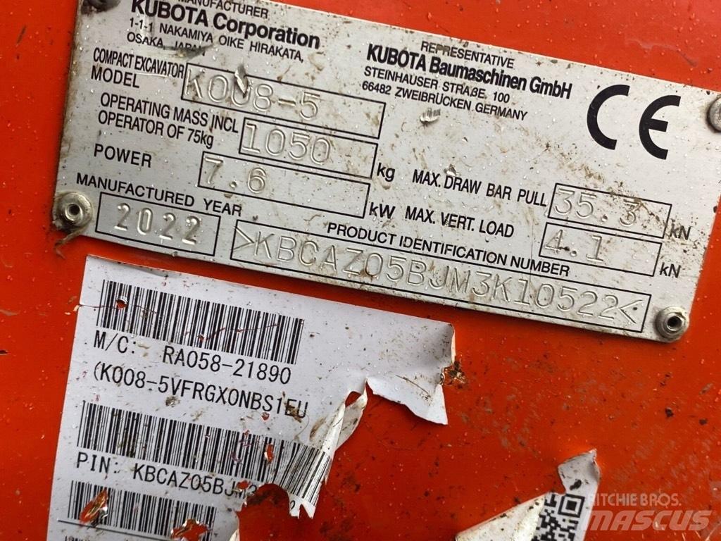 Kubota K008-5 Mini pelle < 7t