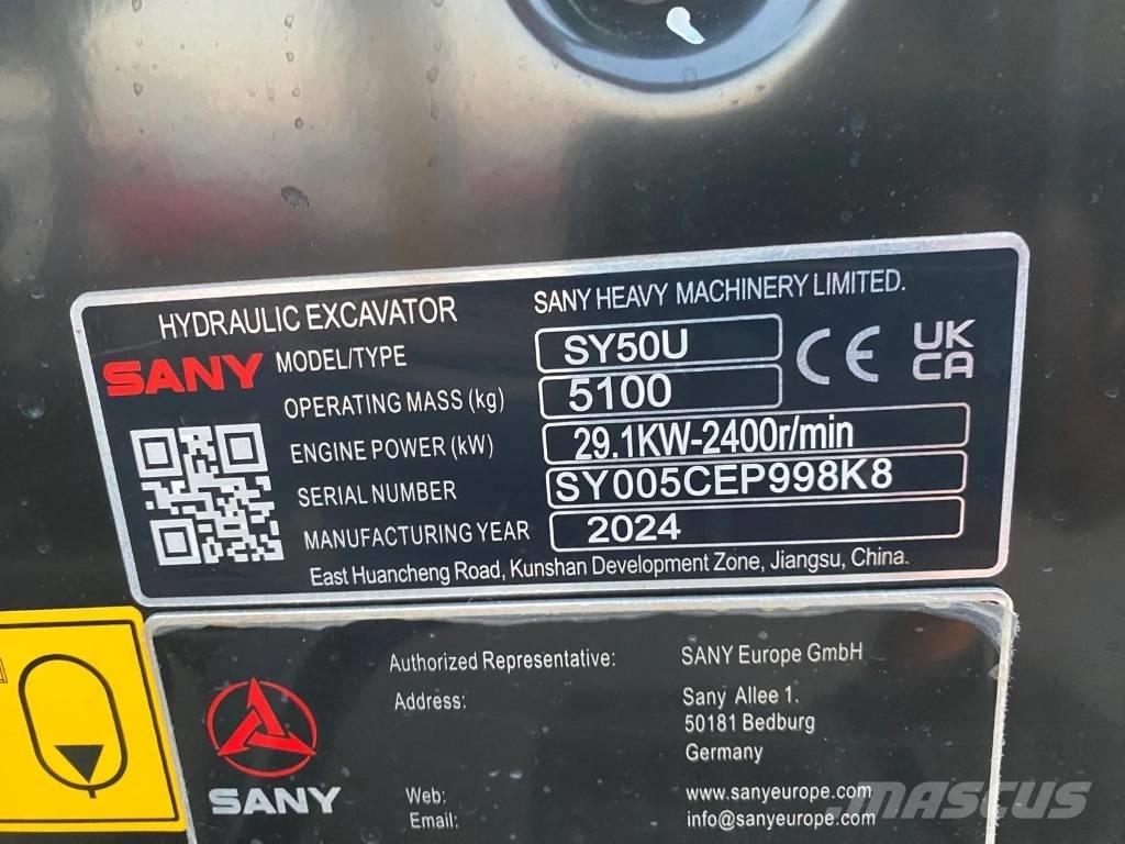 Sany SY 50 U Mini pelle < 7t