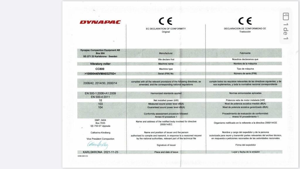 Dynapac CC 800 Plus Rouleaux tandem