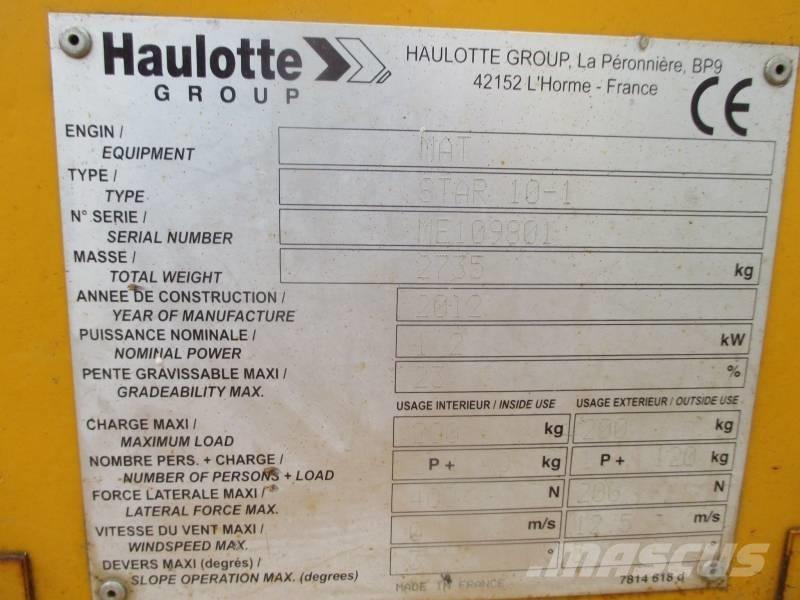 Haulotte Star 10 Mât vertical
