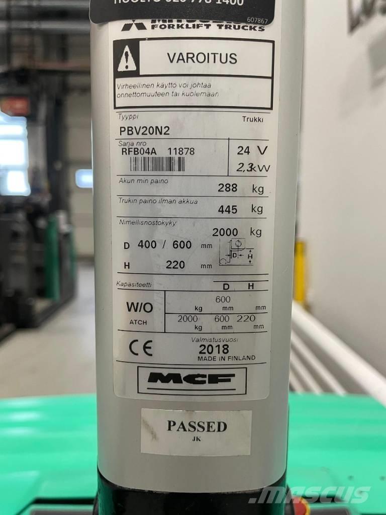Mitsubishi PBV 20 N2 Transpalette accompagnant porté debout