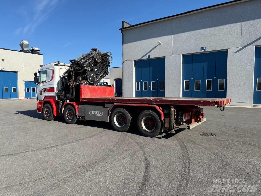 Scania R 480 Camion plateau ridelle avec grue