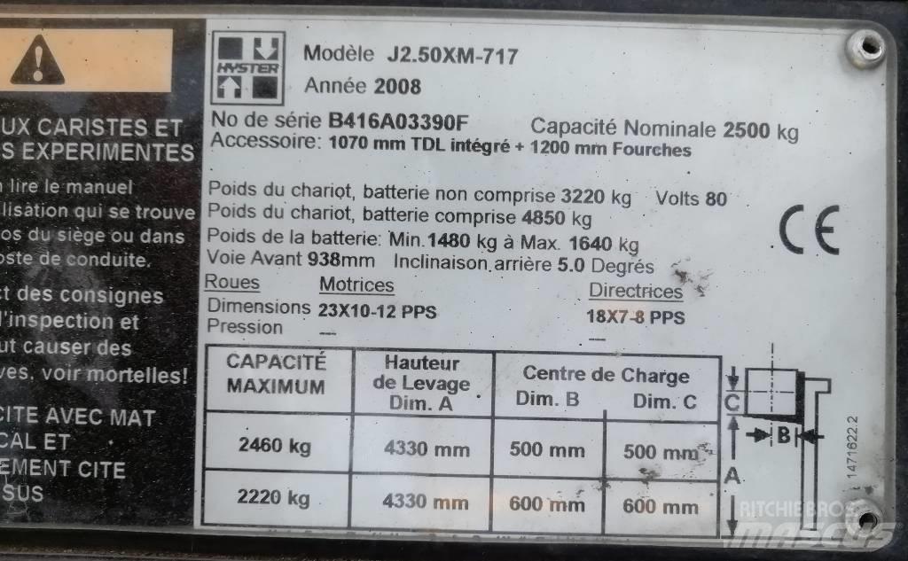 Hyster J 2.50 XM Chariots élévateurs électriques