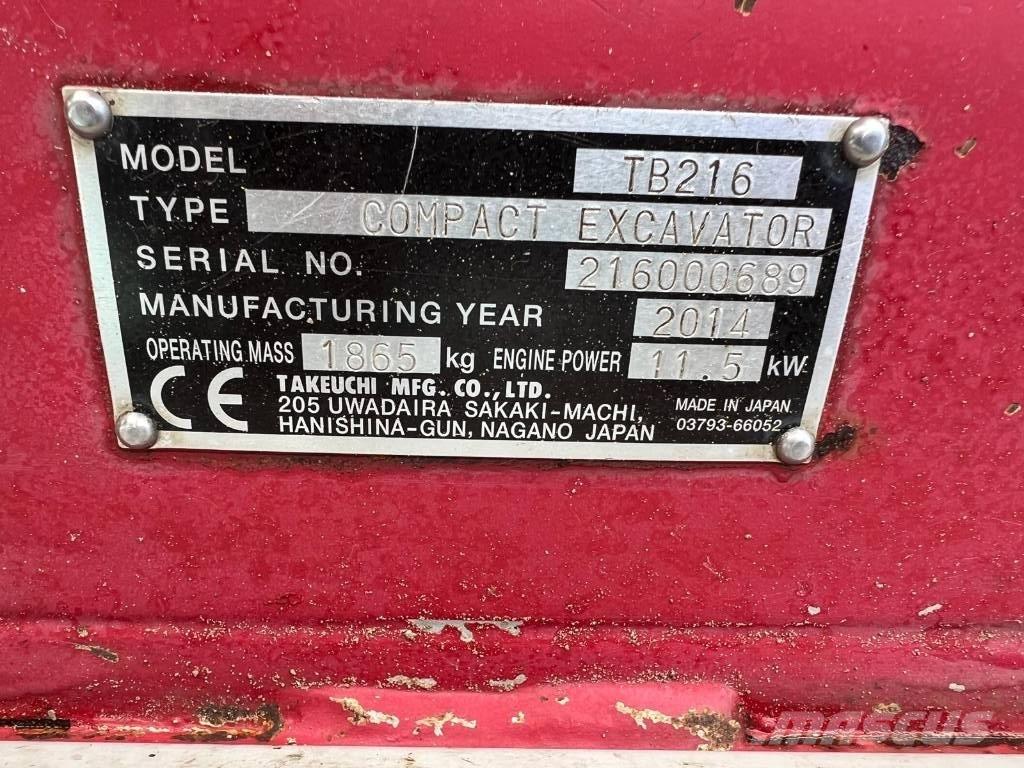 Takeuchi TB 216 Mini pelle < 7t