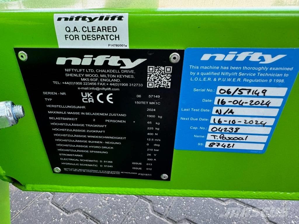 Niftylift 150 TET Remorque nacelle