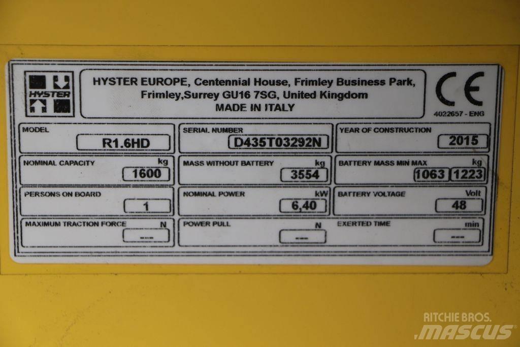Hyster R 1.6 Chariots élévateurs électriques