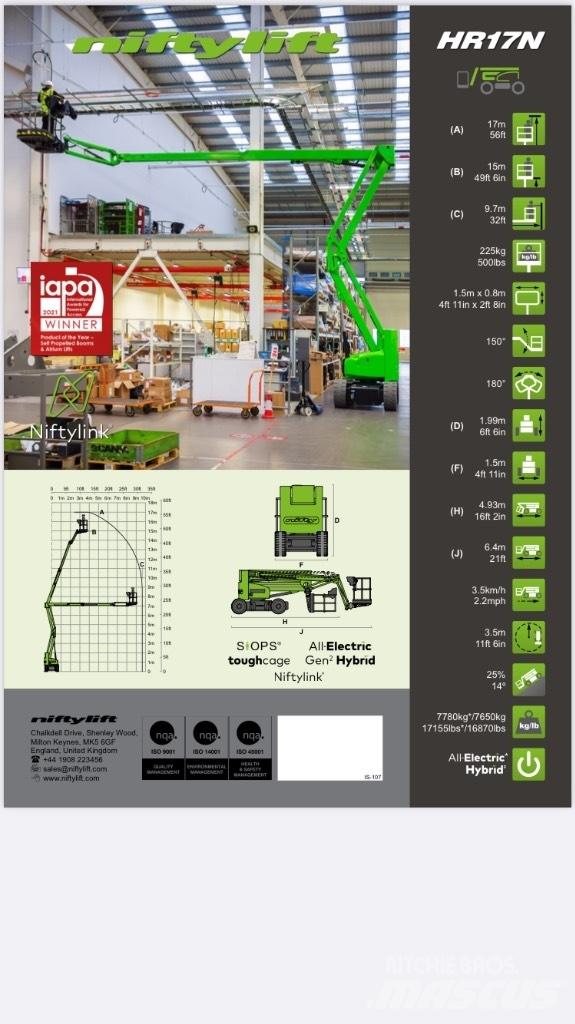 Niftylift HR 17NE Nacelles articulées