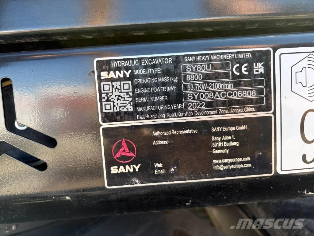Sany SY 80 U Mini pelle 7t-12t