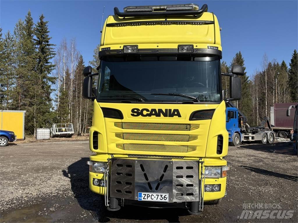 Scania R164G 8*4 Camion plateau ridelle avec grue