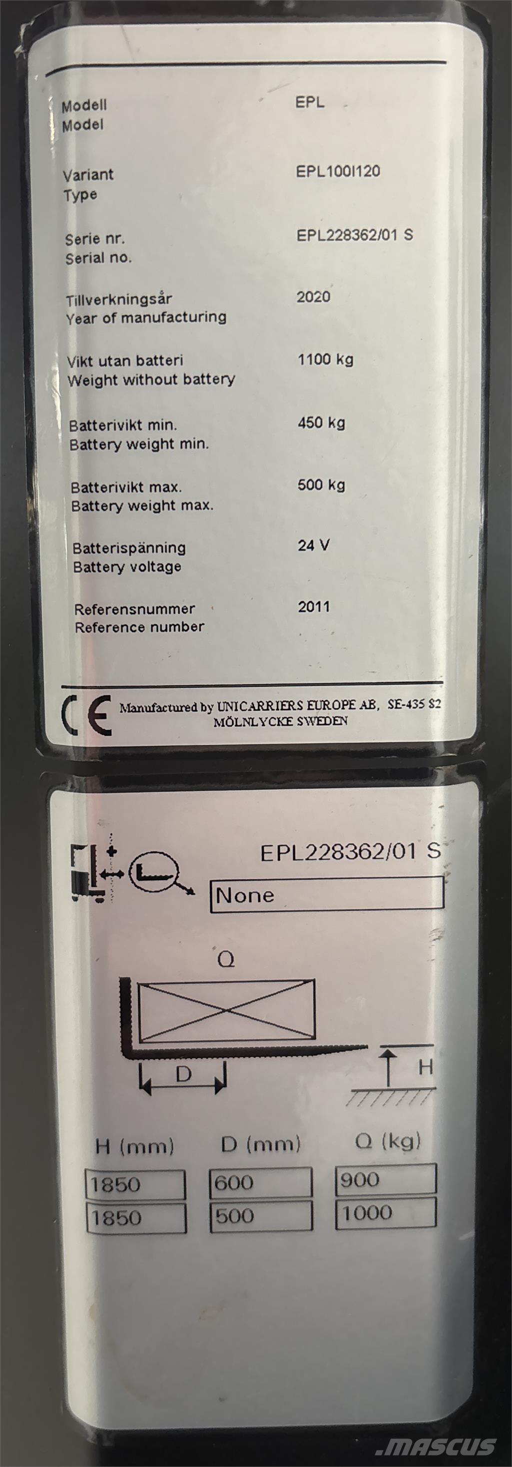 UniCarriers EPL100 Préparateur de commande au sol