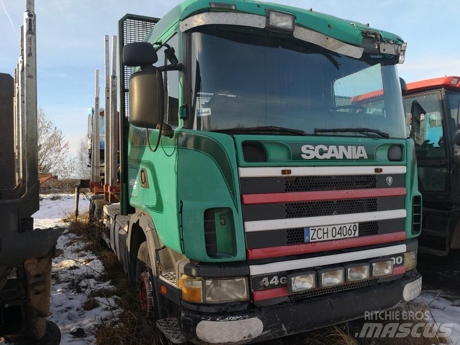 Scania 144 G Camion plateau ridelle avec grue