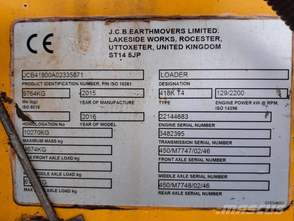 JCB 418 K Chargeuse sur pneus