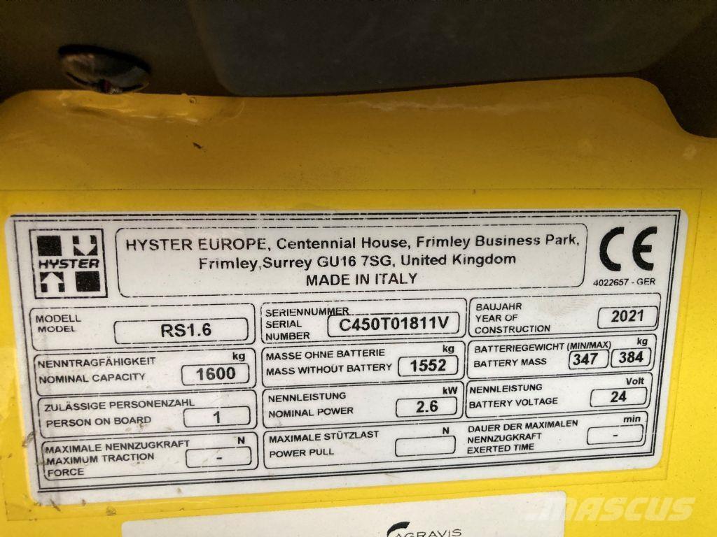 Hyster RS 1.6 IL Gerbeurs Automoteurs