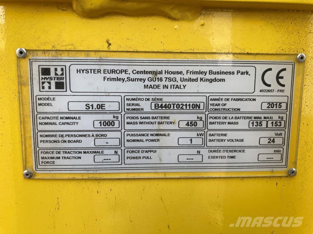 Hyster S 1.0E Gerbeur accompagnant