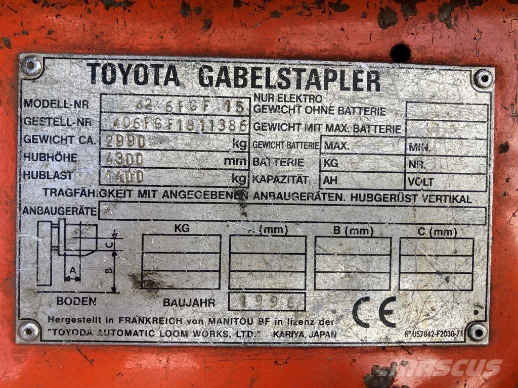 Toyota 42 6FGF 15 Chariots GPL