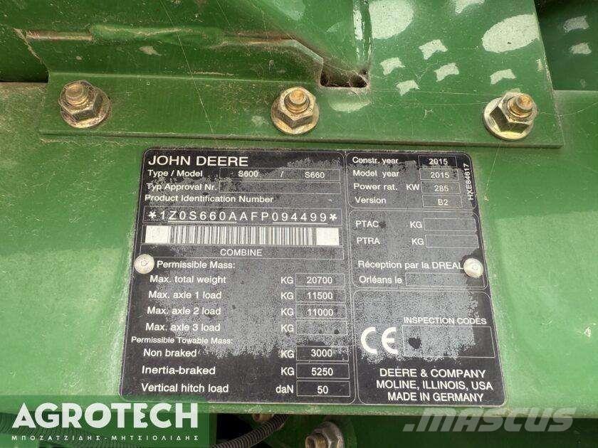 John Deere S660i Tracteur