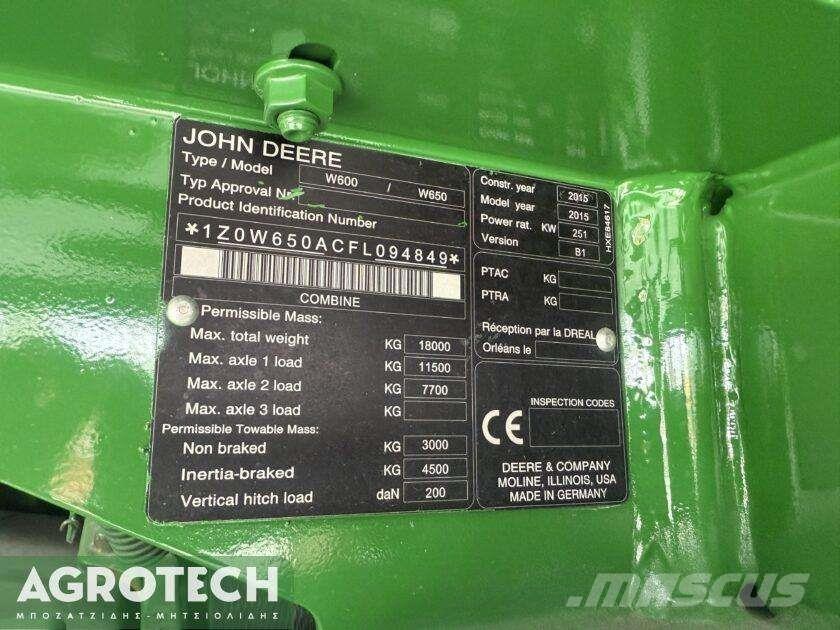 John Deere W650 Tracteur