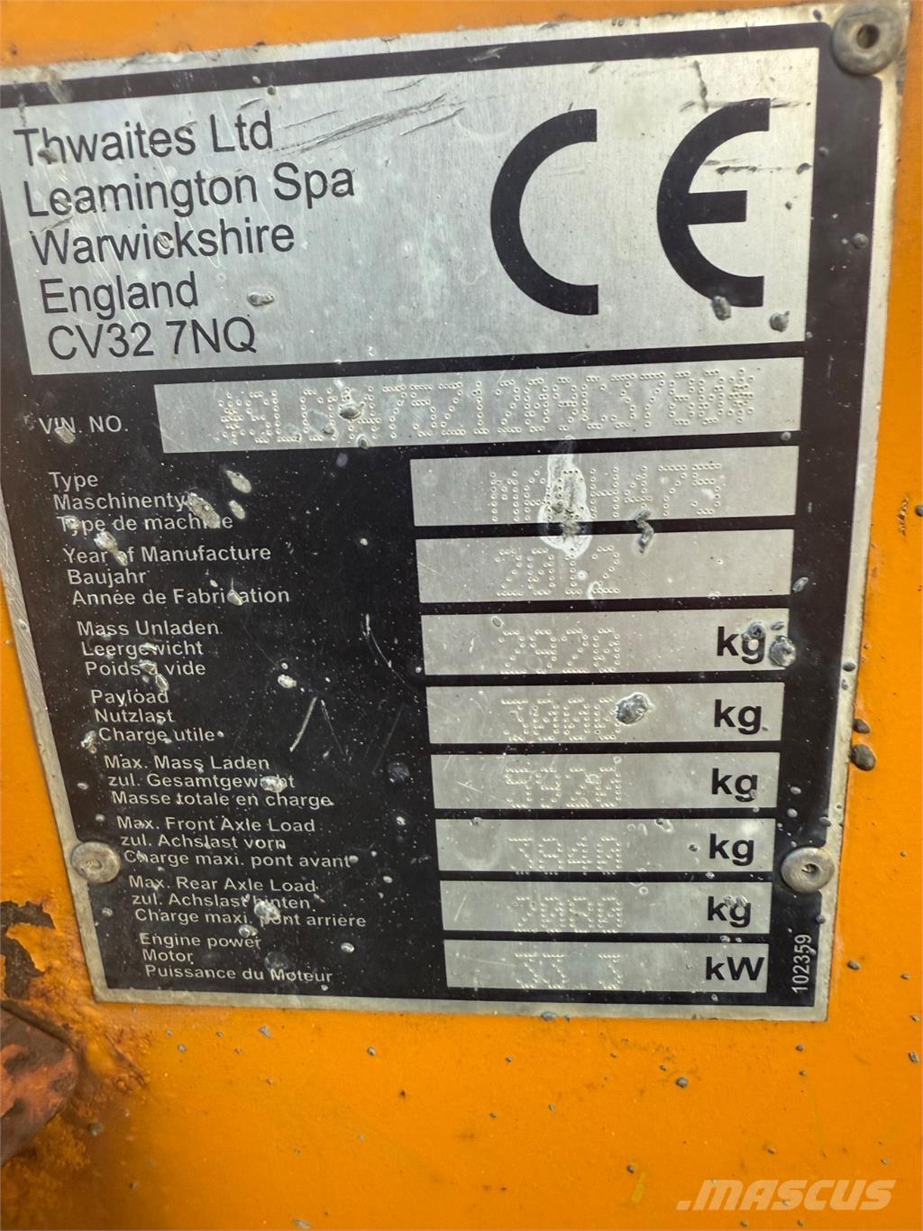 Thwaites 3 tons Mini tombereau