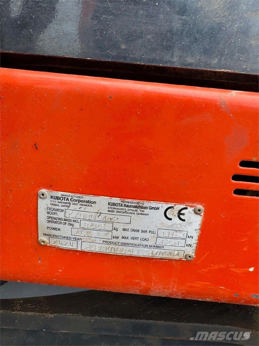 Kubota KX080-4a2 Pelle sur chenilles