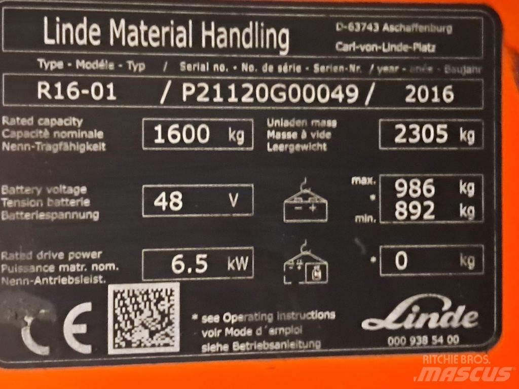Linde R16-01 Chariot à mât rétractable