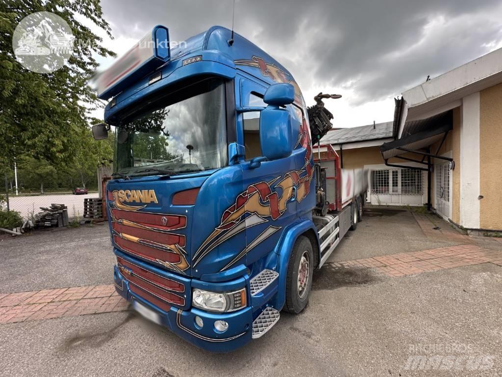 Scania G 490 Camion plateau ridelle avec grue