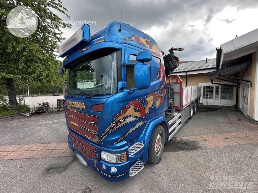 Scania G 490 Camion plateau ridelle avec grue
