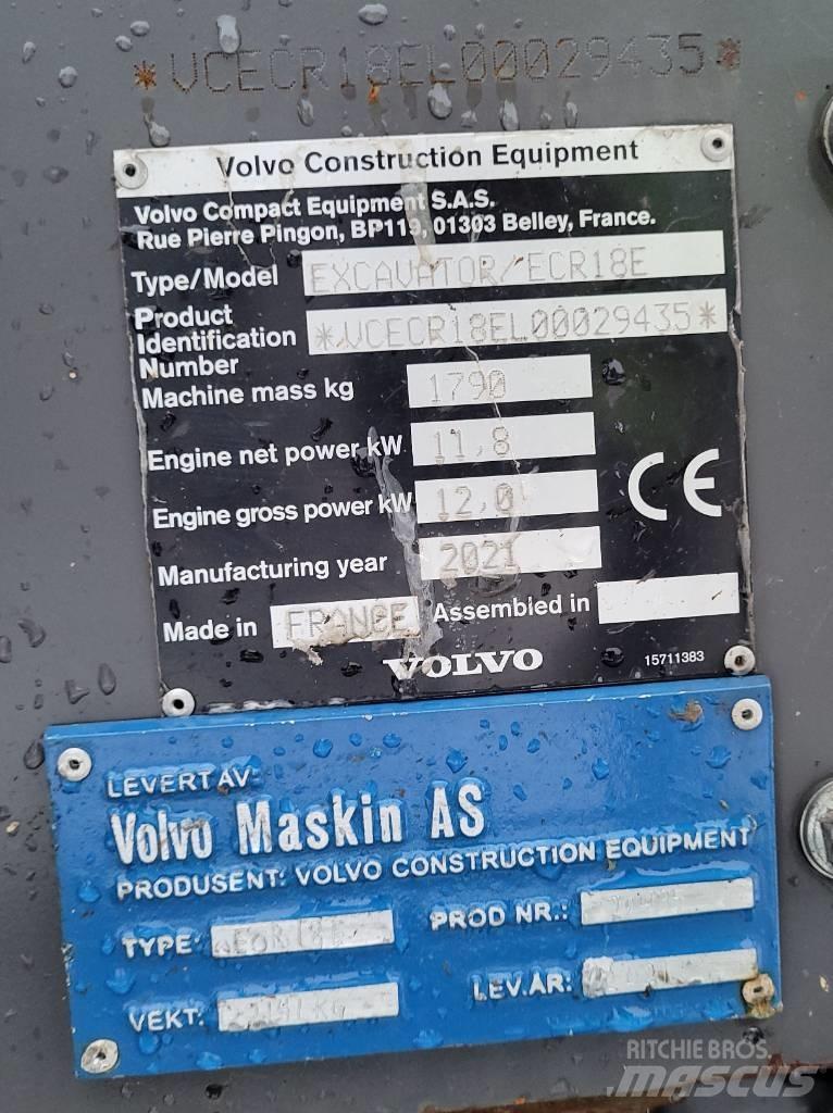 Volvo ECR18E Mini pelle < 7t