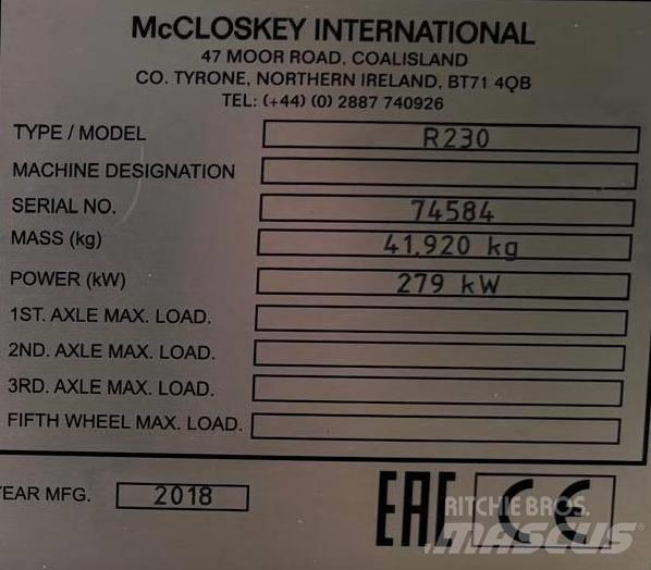 McCloskey R230 Crible