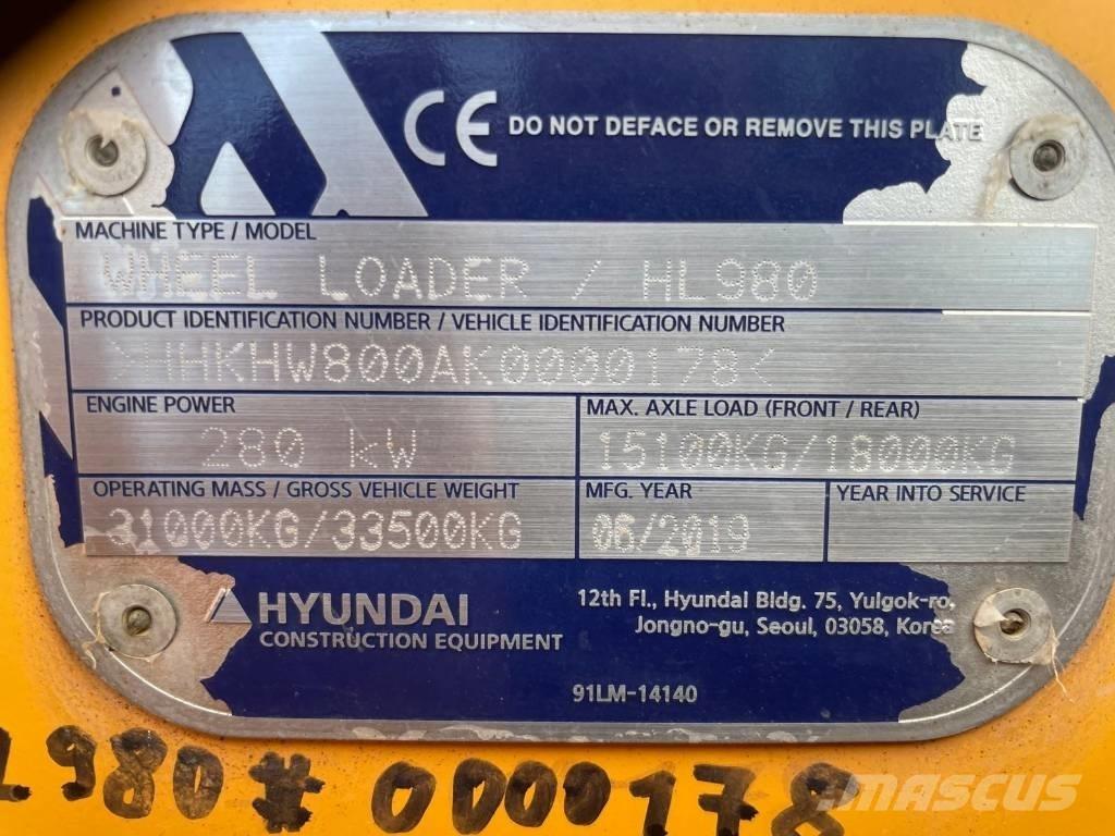 Hyundai HL 980 Chargeuse sur pneus
