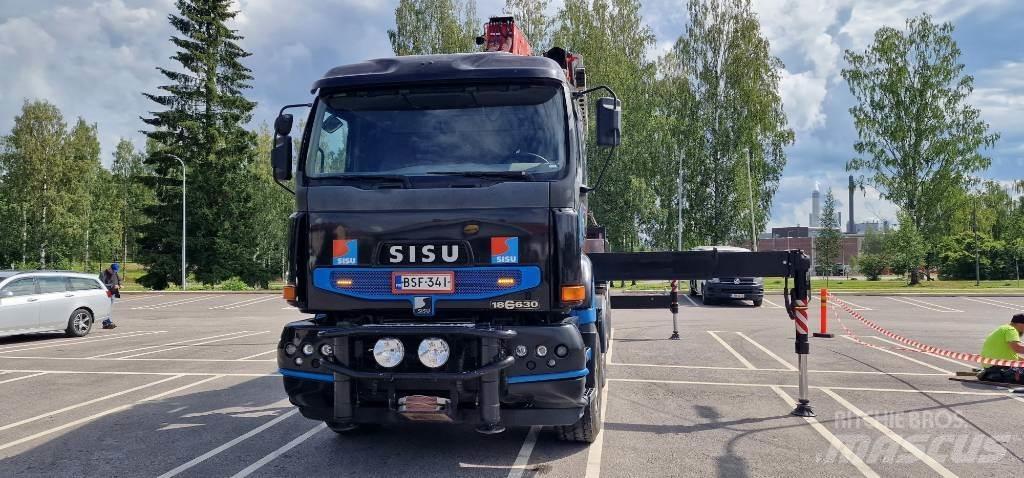 Sisu E18 630 Camion plateau ridelle avec grue