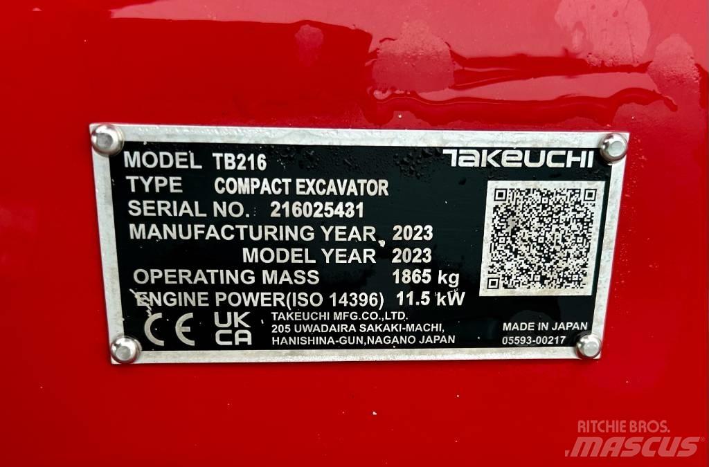 Takeuchi TB 216A V4 Mini pelle < 7t