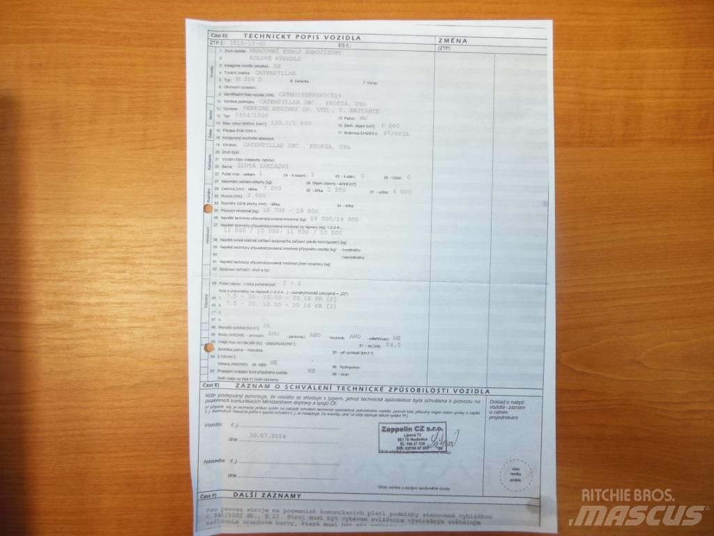 CAT M 316 D Pelle sur pneus