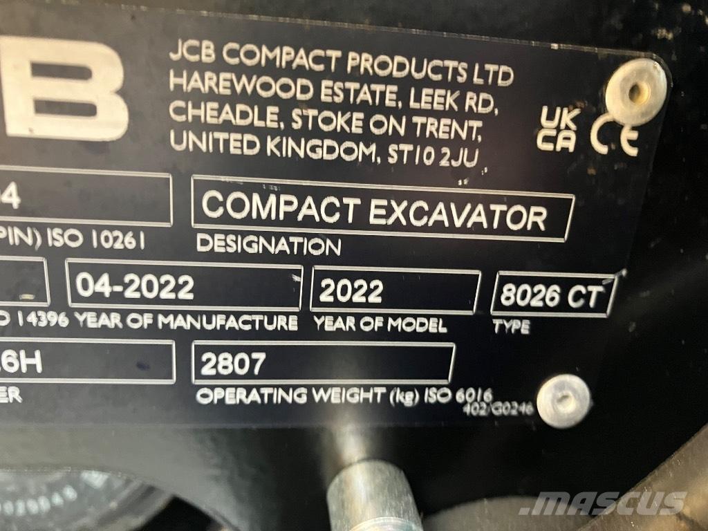 JCB 8026 CTS Mini pelle < 7t
