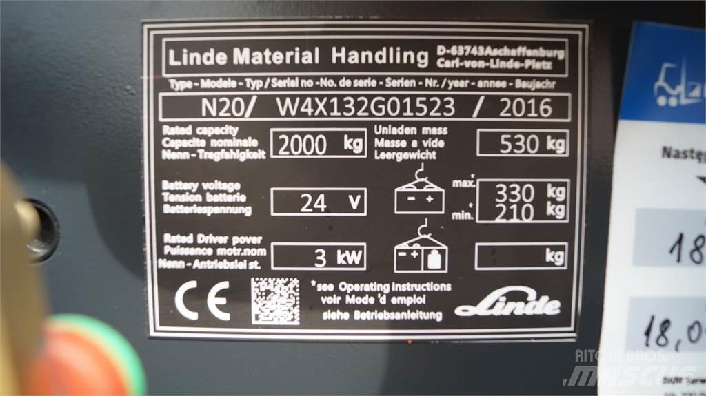 Linde N20 kurz Préparateur de commande au sol