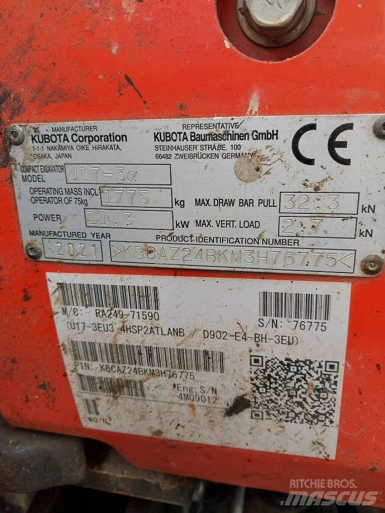 Kubota U 17-3N Mini pelle < 7t