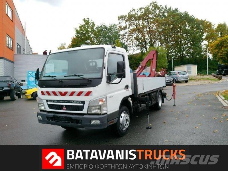 Mitsubishi 7C14 Camion plateau ridelle avec grue