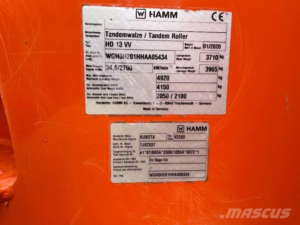Hamm HD 13 VV Rouleaux tandem