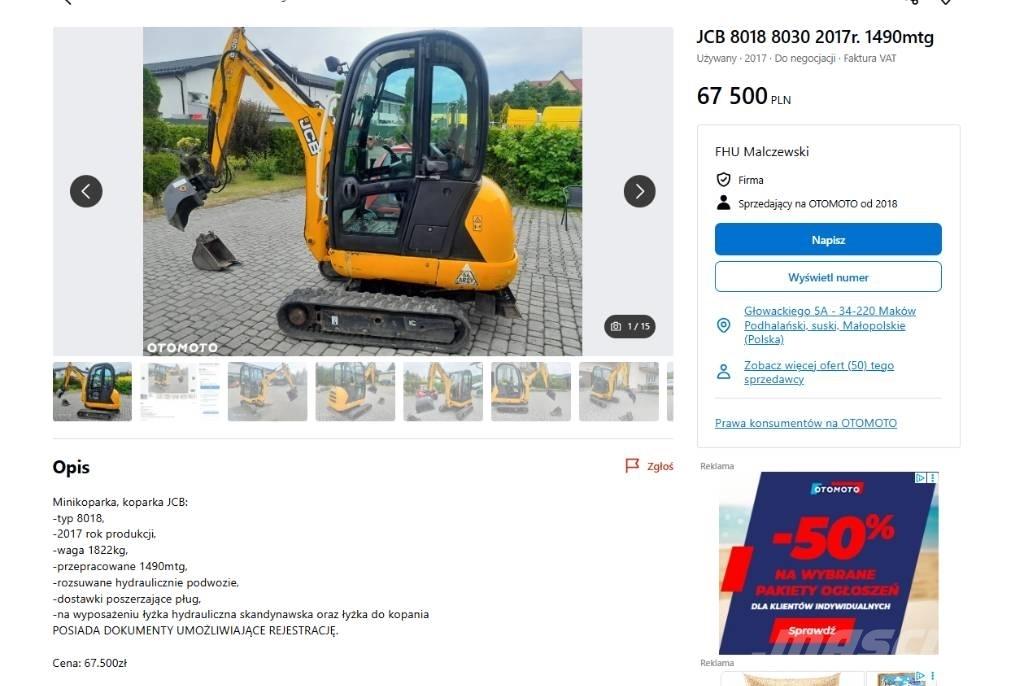 JCB 8030 Mini pelle < 7t