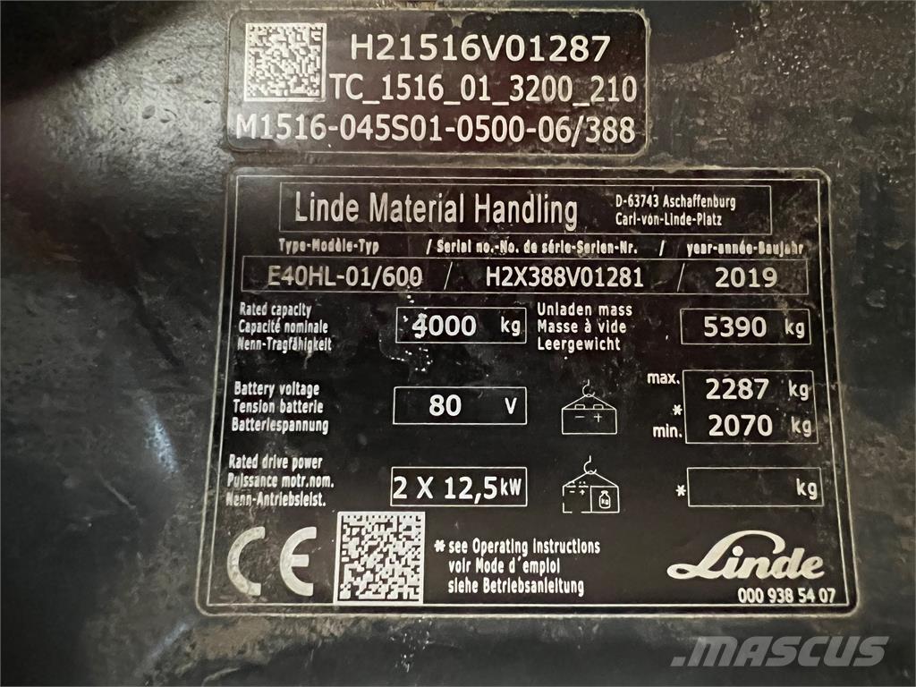 Linde E 40/600 HL Chariots élévateurs électriques